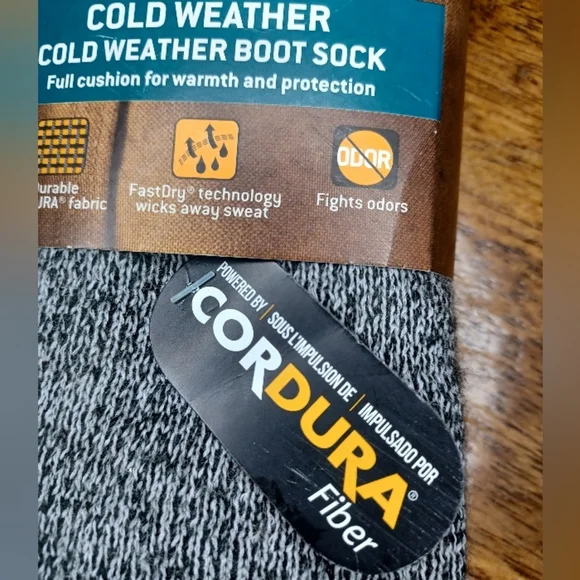 Carhartt Men's Gray and Black Cold Weather Boot Socks 2 Pairs - Picture 4 of 6